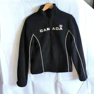 Kalson Canada black women's fleece jacket medium embroidery logo letters